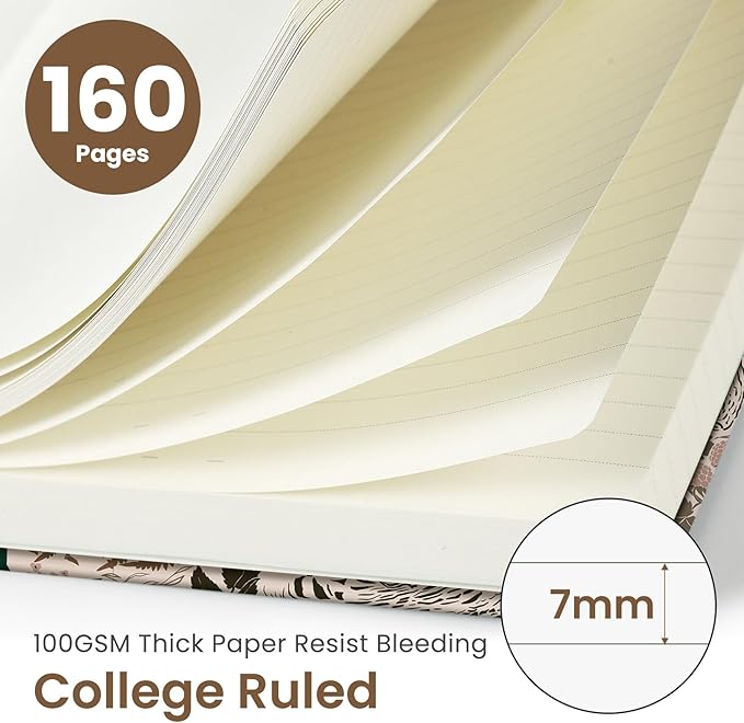Lined Journal Notebook for Women & Men, Hardcover Leather Journal for writing, A5 College Ruled Notebook for Work & Note Taking, Perfect for Office School Home Supplies, 160 Pages, Magical Forest