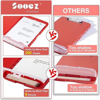 Sooez Clipboard with Storage, High Capacity Nursing Clipboards with Pen Holder, Heavy Duty Plastic Storage Clipboard with Low Profile Clip, Clipboard Folder, Teacher Must Haves, Office Supplies