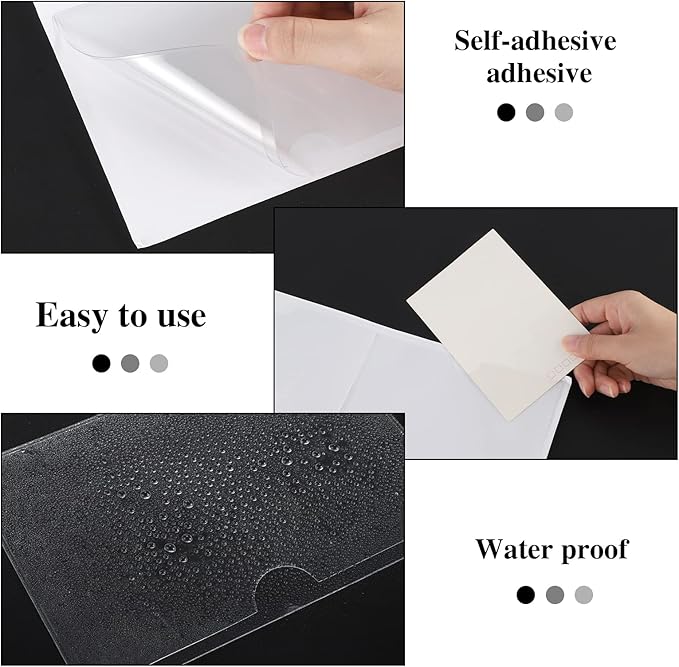 36 Pack Adhesive 4" x 6" Index Card Pockets with Top Open for Loading, Clear Plastic Labels Holders for Organizing, Storage Bins, Library Card, Totes, Shelves