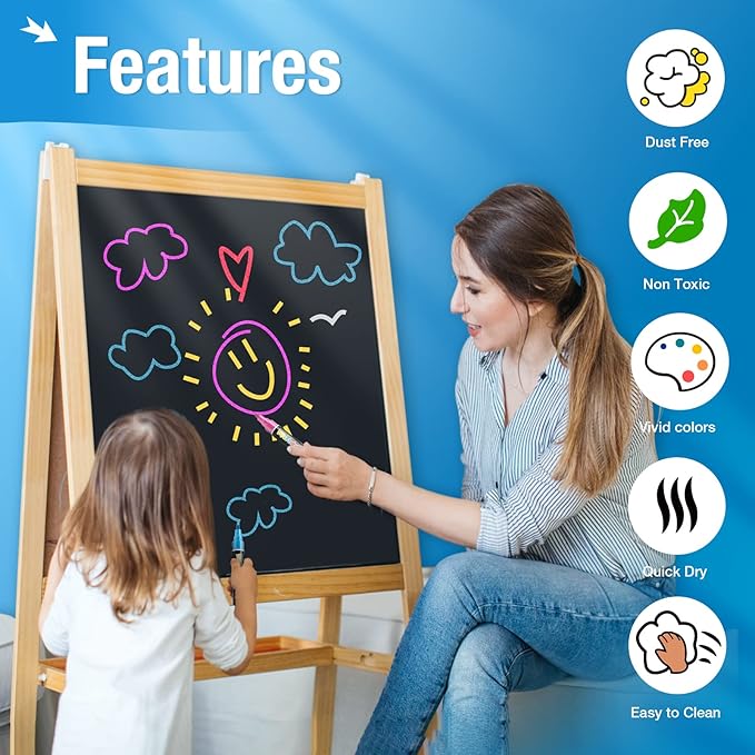 Metallic Liquid Chalk Markers for Chalkboard -10 Colors Wet Erase Window Marker Pens with 6mm Reversible Bullet & Chisel Tip for Glass, Calendar Boards, Car Decorations, Auto, Bistro, Mirror, Business