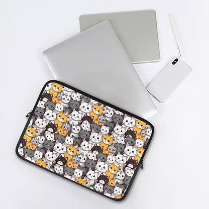Cartoon Cats Printed Laptop Bag for Women Men, 13 Inch Laptop Sleeve Case Water Resistant Neoprene Computer Case Bag Laptop Briefcase Tablet Briefcase Carrying Bag, Multicolor