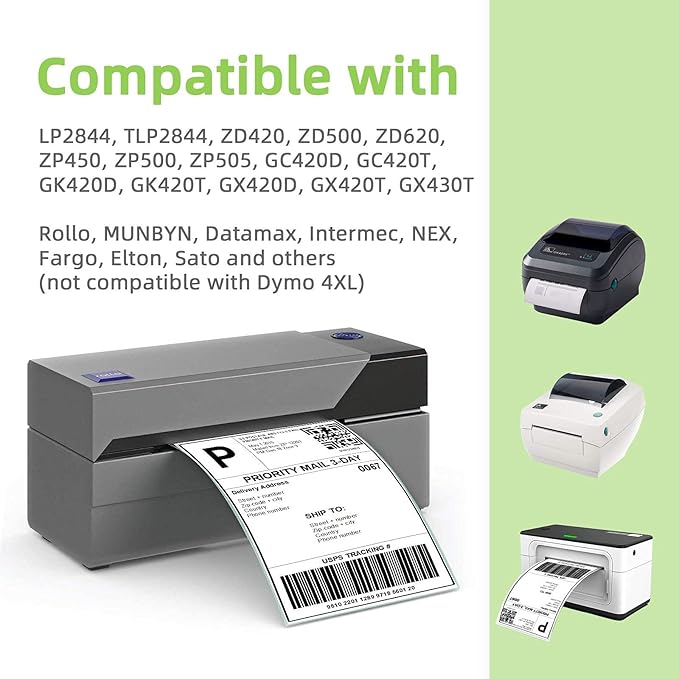 2" x 1" Direct Thermal Labels, Thermal Printer Labels for Barcodes Postage Address Compatible with Rollo, Zebra, Munbyn, Nelko Thermal Labels Printers (12 Rolls, 1300 Labels/Roll)