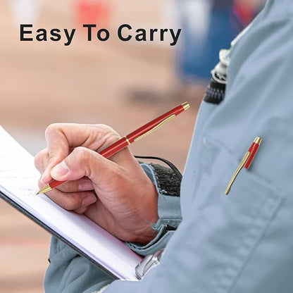 Cambond Ballpoint Pens Red Pens - Metal Pen Black Ink Pens 1.0 mm Medium Point Retractable Nice Pens Smooth Writing Pens for Journaling Men Women Police Uniform Office Business, 10 Pack (Red)