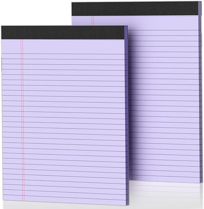 2 Pack Legal Pads 8.5 x 11 Purple Note Pads 8.5 x 11 Notepad 8.5 x 11 Micro Perforated Writing Pads 8.5 x 11 Lined Paper Pads Wide Ruled Pad of Paper 30 Sheets Notebook for Study, To-Do Lists, Office