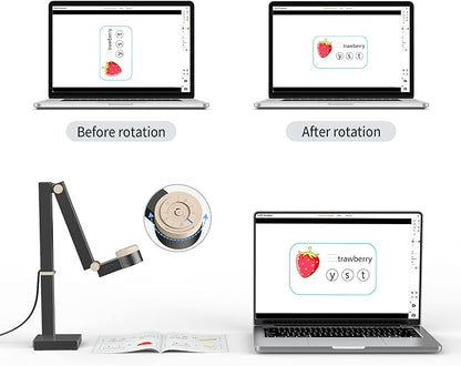 CZUR Fancy S Pro 12MP USB Document Camera for Teacher, 4K Webcam with Microphone and LED Light, Up to 60fps, Auto Focus, for Remote Teaching, Live Streaming, Web Conference, for Mac and Windows