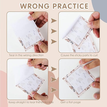 9 Pieces Boho Sticky Notes Boho Rainbow Self-Adhesive Note Pads Sticky Memo Notes for School Office Home Supplies Students Teachers Presents