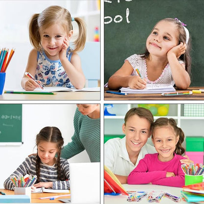 DAIKOYE Party Favors 8 PCS 0.5mm 6-in-1 Multicolor Pen 6 Colors Transparent Barrel Ballpoint Pen for Office School Supplies Students Children Gift