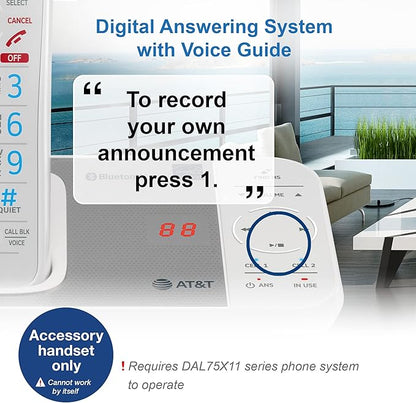 AT&T DAL75011 Accessory Handset for GL2113-x or DAL75x11 Phone System (White)