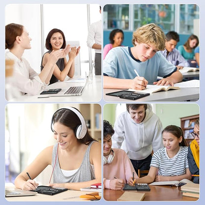 Rechargeable ROATEE 991ES Scientific Calculators, CalcNote Multiview 4-Line Display with LCD Writing Tablet, Foldable Portable with Notepad for Business High School College Students and Teacher(Black)