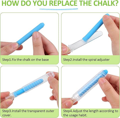 Utron 18 PCS Dustless Chalk for Kids with Pen Sleeve, Chalk for Chalkboard Chalk and Eraser Set, Colored Chalk Board Chalk, Washable Toddler Chalk Non Toxic Chalk for Doodling, Drawing, Writing