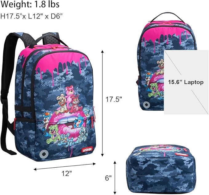 UNIKER Backpack for Girls,Graffiti Backpack for women,School Backpack for Girls, Laptop Backpack for 15.6 Inch,College Bag Computer Bag Pink, 20L
