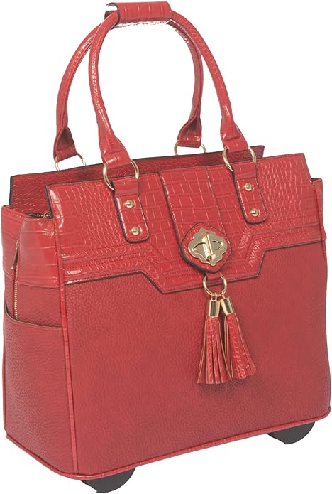 JKM and Company Alligator Compatible With Computer iPad, Laptop Tablet Rolling Tote Bag Briefcase Carryall Bag