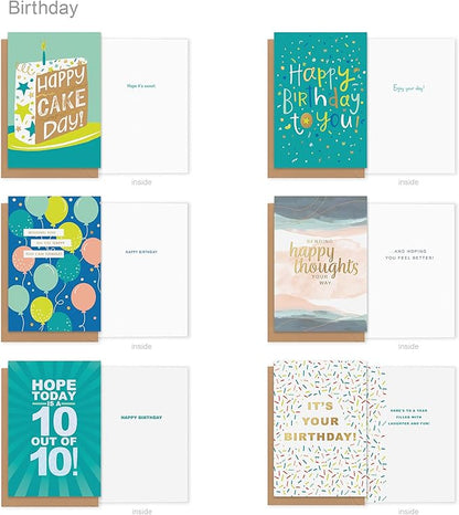 American Greetings 35-Count Birthday Card Assortment with Envelopes, Seals, and Storage Box (Confetti)