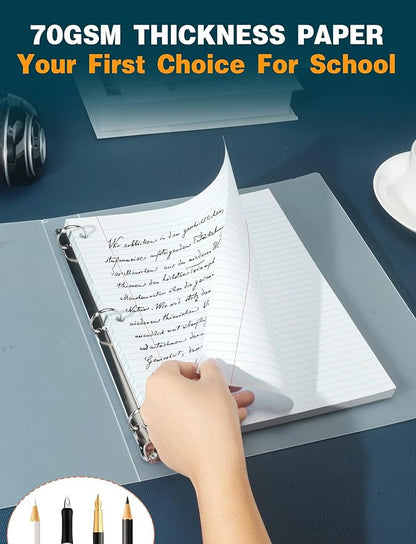 Loose Leaf Notebook Paper Wide Ruled Writing Paper, 300 Sheets Lined Paper 8.5'' x 11'', 4 Pack Writing Paper 3-Hole Punched Binder Paper, Notebook Paper for 3 Ring Binder, 75 Sheets/Pad Filler Paper