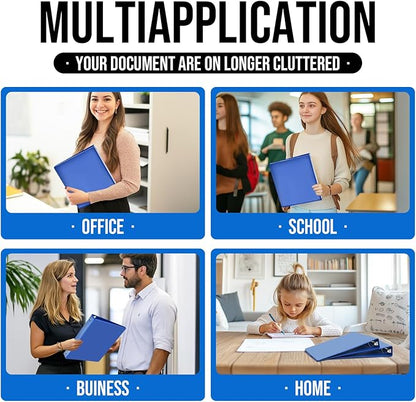 3 Ring Binder 1 Inch, IntoJoy 6 Pack Clear View 3 Hole Binder PVC-Free Fits 8.5x11 Inch Paper Flexible Round Ring Binders for School Office Home Binder Supplies (Blue)