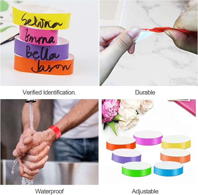 7000 Counts Wristbands for Events, Paper Wristbands Neon Wrist Bands Waterproof Colored Bracelets for Parties, Concerts, Sports, Fairs, Travel, Pool Pass