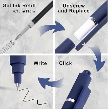 RIANCY Gel Pens, 10 Pcs 0.5mm Quick Dry Black Ink Pens Fine Point Smooth Writing Pens for Journaling Aesthetic Pens Retractable Gel Pens School Supplies Colorful Pens Gel Ink Pen Office Supplies