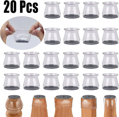 BUMACO Chair Leg Floor Protectors Chair Leg Protectors for Hardwood Floors Silicone Pads Covers to Protect Floors (Clear-20 Pcs, Universal L (1.3"-2")