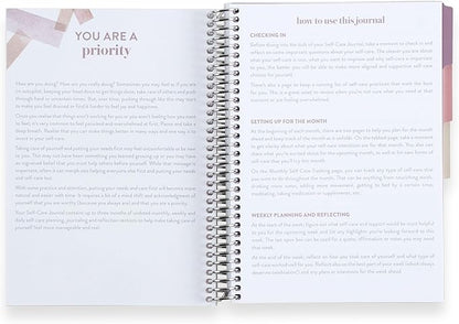 Erin Condren A5 Spiral Bound Self Care Journal Metallic Blooms. Daily Self-Care Reflection Pages. Weekly, Monthly & Quarterly Reflection. Monthly Tracker Pages. 3 Tabs. Sticker Sheet Included