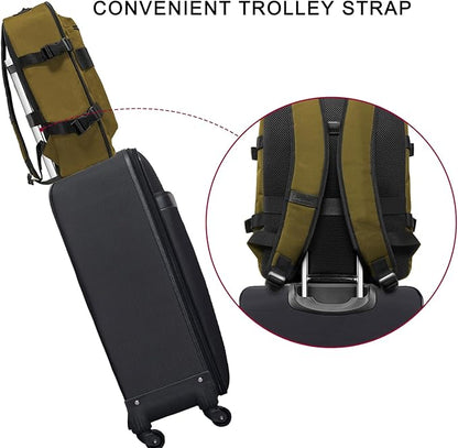 Travel Backpack 17L Lightweight Casual Small Carry-on Daypack 15-inch Laptop Notebook, Underseat Overnight Weekender, Khaki