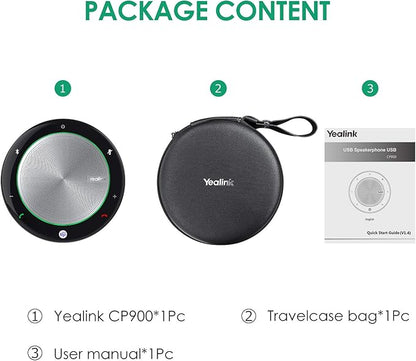 Yealink Bluetooth Speakerphone USB Speakers with Microphone Teams Certified CP900 Wireless Enhanced Noise Reduction Algorithm Home Office 360° Voice Pickup (Package Without dongle)