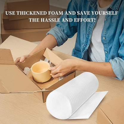 Moving Supplies, 14'' Wide X 160' Length Foam Wrap Roll, Packing Supplies for Packing, Moving, Fragile Articles, Furniture, Transportation Packaging, Including 60 Fragile Stickers.