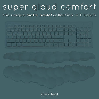 Qloud Cloud Wrist Rest Keyboard Wrist Rest for Computer Keyboard Pad, Cloud Keyboard Wrist Rest, Wrist Pad for Keyboard, Memory Foam, Non Slip Base, Comes with Mouse Pad - Dark Teal