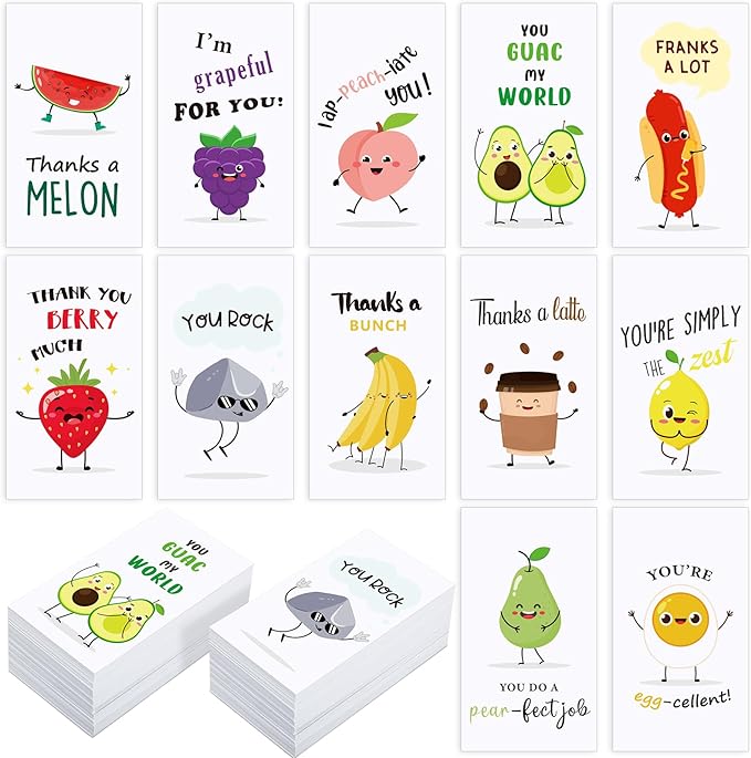 Yeaqee 240 Pcs Employee Appreciation Kudos Cards Funny Blank Back Motivational Card Encouragement Thank You Note Recognition Card for Teacher College Affirmation Gift(Punny2)