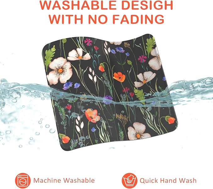 eulps Mouse Pad with Stitched Edge, Multiple Patterns Computer Mouse Pads with Non-Slip Rubber Base, Washable Cloth Mousepad, for Gaming, Laptop, PC (Wildflower Night)