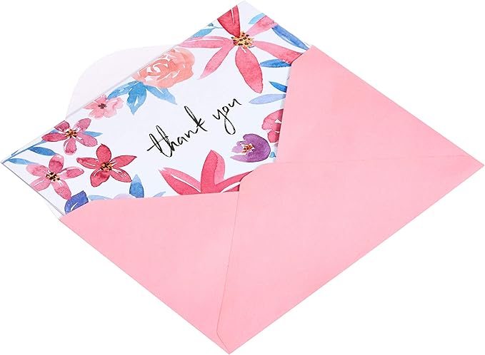 Amazon Basics Thank You Cards and Envelopes, 48 Count, Floral