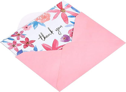 Amazon Basics Thank You Cards and Envelopes, 48 Count, Floral