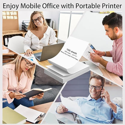 Thermal Printer Paper 8.5 x 11 Inch, 100 Sheets US Letter Size Thermal Paper, Compatible with M08F/A40 Thermal Portable Printer, Continual Feeding Folded Printing Paper (100 Sheets/Continuous Folding)