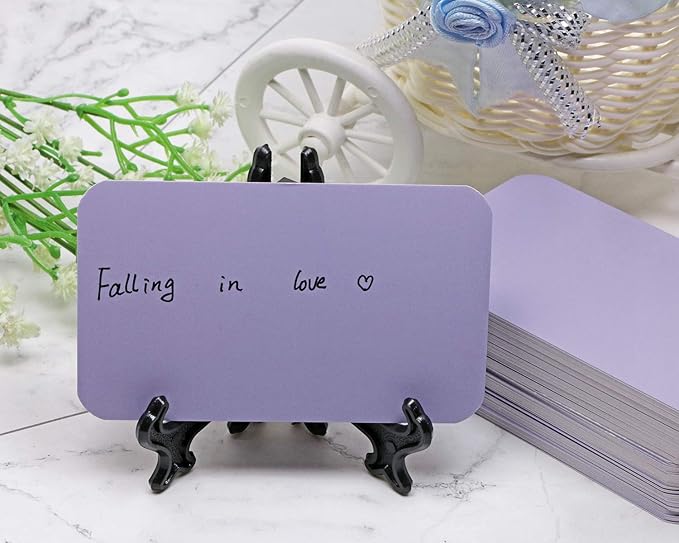 Penta Angel 100 Pcs Mini Paper Blank Gift Notes Cards DIY Craft Small Word Business Message Cards (Light Purple)