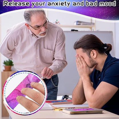 36 Pieces Anxiety Sensory Stickers Cute Fidget Textured Strips Toys Anti Stress Tactile Rough Sensory Calm Textured Strips Adhesives Anxiety Relief for Adults Teens Desk Classroom (Ink and Starry Sky)