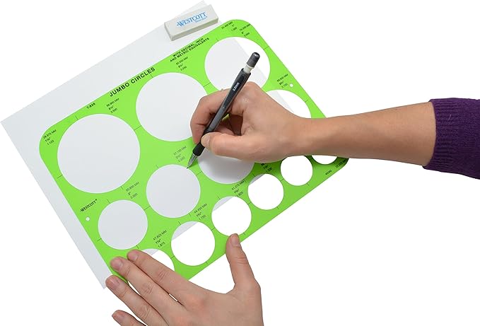 Westcott T-826 Jumbo Circles Template, Plastic Shape Template Tool, 8.75 by 11.5 in