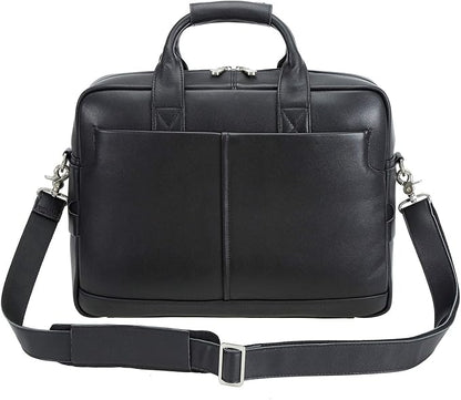 Polare Leather Briefcase for Men Business Travel Messenger Bags 15.6 Inch Laptop Bag YKK Metal Zipper