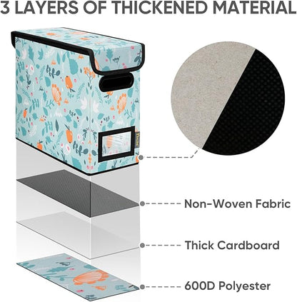 BALEINE File Organizer Box with Lid, Collapsible File Folder Organizer with Plastic Slide, Hanging File Folder Box for Office Document Storage (2 Pack, Spring Stroll, S)