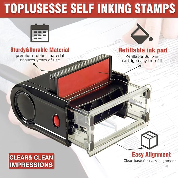 Please Sign and Return Stamp Self Inking Rubber Business Stamp Office Self Inking Return to Sender Message Stamp Office Supplies- Red Ink