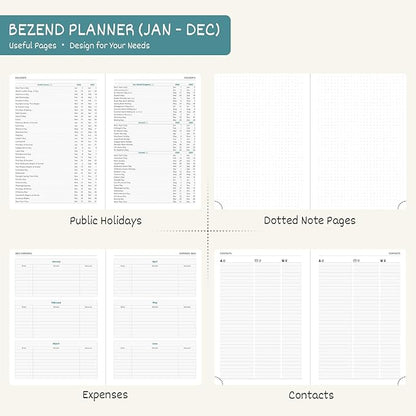 BEZEND 2026 Planner Weekly and Monthly (6" x 8.5") Daily Calendar with Half-Hourly Timeslots & Tabs (Jan-Dec) Note & Expenses, Pen Holder, Inner Pocket, Vegan Leather Hardcover - Orange