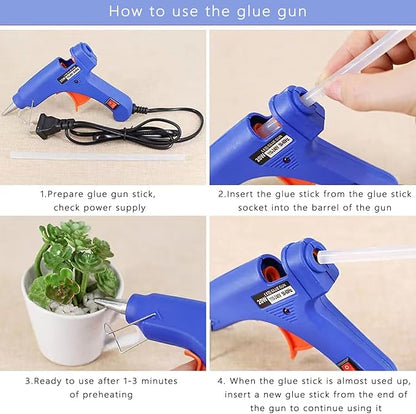 Mini Hot Glue Gun 2-Pack Blue Pink 35pcs Hot Glue Sticks for Quick Fix Artist DIY Art Home 20w