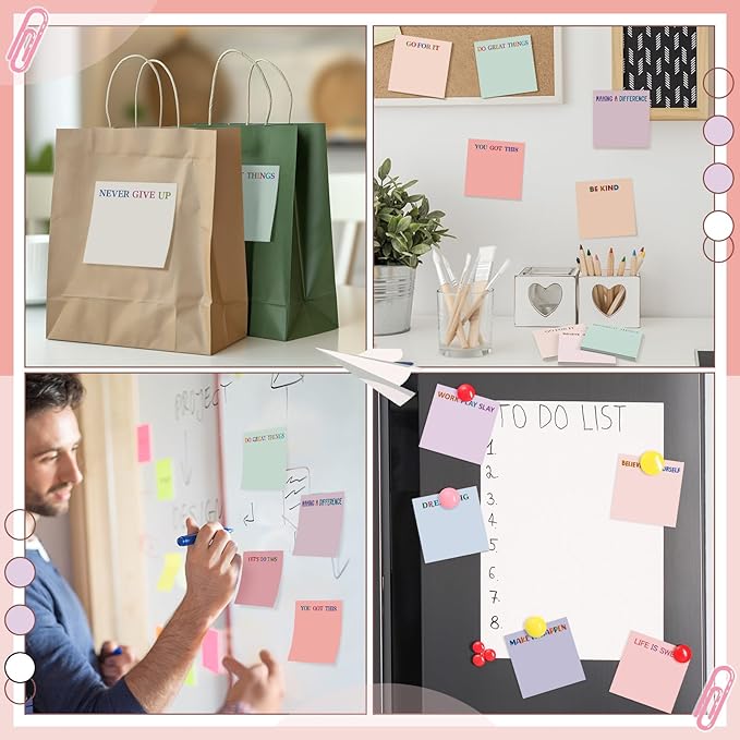 Yinder 24 Pcs Inspirational Sticky Notes with Lines Cute Motivational Sticky Notes Pad Employee Appreciation Gifts Bulk for Teacher Nurse Coworkers Office Supplies 3 x 3''(Aesthetics,Inspirational)