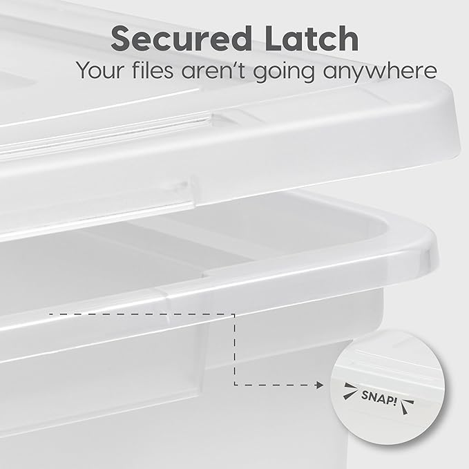 IRIS USA File Box Plastic File Organizer for Letter/Legal File, Document Box, Storage Bin Tote Organizer with Durable and Secure Latching Lid, Stackable, Nestable, BPA-Free, Black 35 Qt. 1 Pack