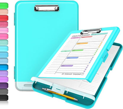 Sooez Clipboard with Storage, High Capacity Nursing Clipboards with Pen Holder, Heavy Duty Plastic Storage Clipboard with Low Profile Clip, Clipboard Folder, Teacher Must Haves, Office Supplies