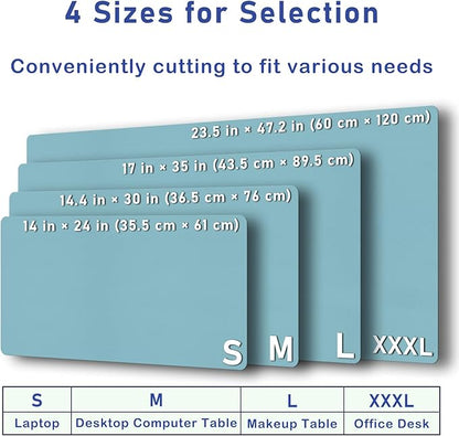 Boutilon Leather Desk Pad 24"x 14" Non-Slip Mouse Pad,Office Desk Mat,Waterprooft PU Leather Desk Blotter,Desk Pad Protector,Desk Writing Pad for Home Office Decor (S-Light Blue)