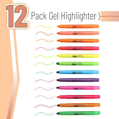 Mr. Pen- Highlighters, Fluorescent Gel Highlighter, Pack of 12, No Bleed Highlighter, Bible Highlighters, Sharpener, Highlighter Assorted Colors, Bible Study Highlighter, Bible Journaling Supplies