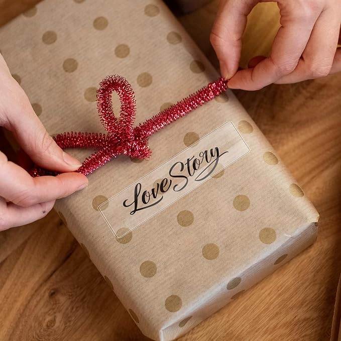 Transparent Thermal Labels 1 x 3 Inch Self-Adhesive Printer Clear Stickers Vinyl Waterproof Roll Decals Rectangle Postage Tags for Address Barcodes DIY Logo Business 300 PCS