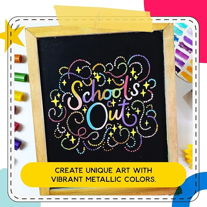 Metallic Liquid Chalk Markers for Chalkboard Signs, Blackboard, Window, Labels, Bistro, Glass, Car (10 Pack, 1mm) - Wet Wipe Erasable Ink Chalkboard Markers, Extra Fine Tip Liquid Chalk Pens