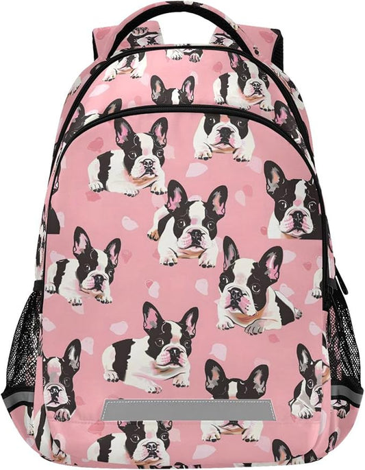 MNSRUU Laptop Backpack with Chest Strap, Bulldog School Backpack, Travel Hiking Backpack for Boys Girls Teen Adult, Rucksack, Knapsack