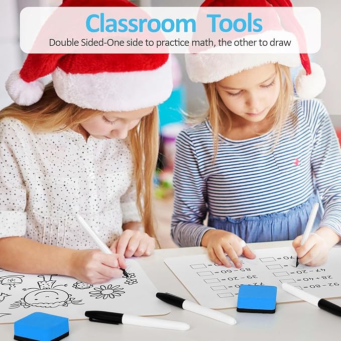 Dry Erase LapBoards, PANDRI 16 Pack Double Sided 12.5 x 9 Inch Whiteboards with 16 Erasers and 16 Markers, Dry Erase Boards for Kids Students Classroom Teacher Supplies