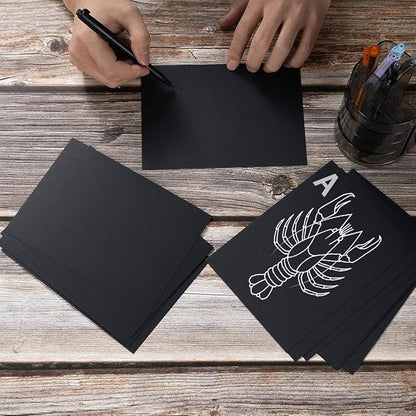 100 Pack Thick Paper Cardstock Blank Heavy Cards Stock for Invitations, Greeting Cards Making, Postcards, Photos, 250GSM Thick Paper (Black, 5x7 inches)